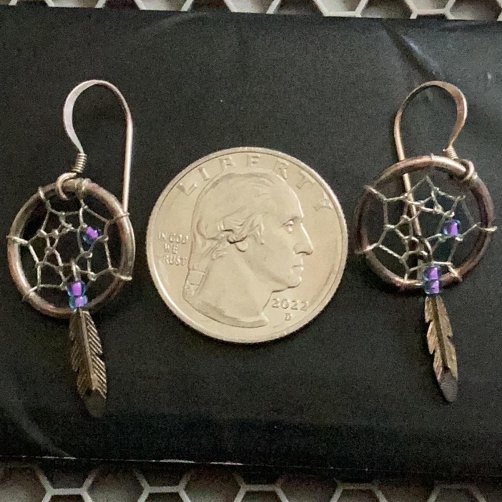 Vintage 925 sterling Dream Catcher earrings
